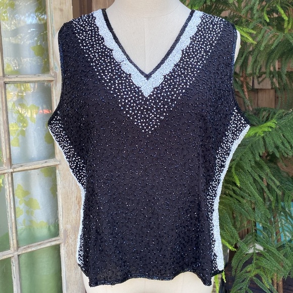 Vintage MARK & JOHN Beaded Evening Top SZ L - Picture 2 of 7